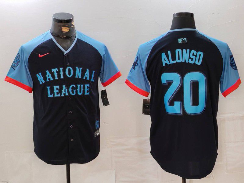 Men New York Mets #20 Alonso Blue All star 2024 Nike MLB Jersey style 1